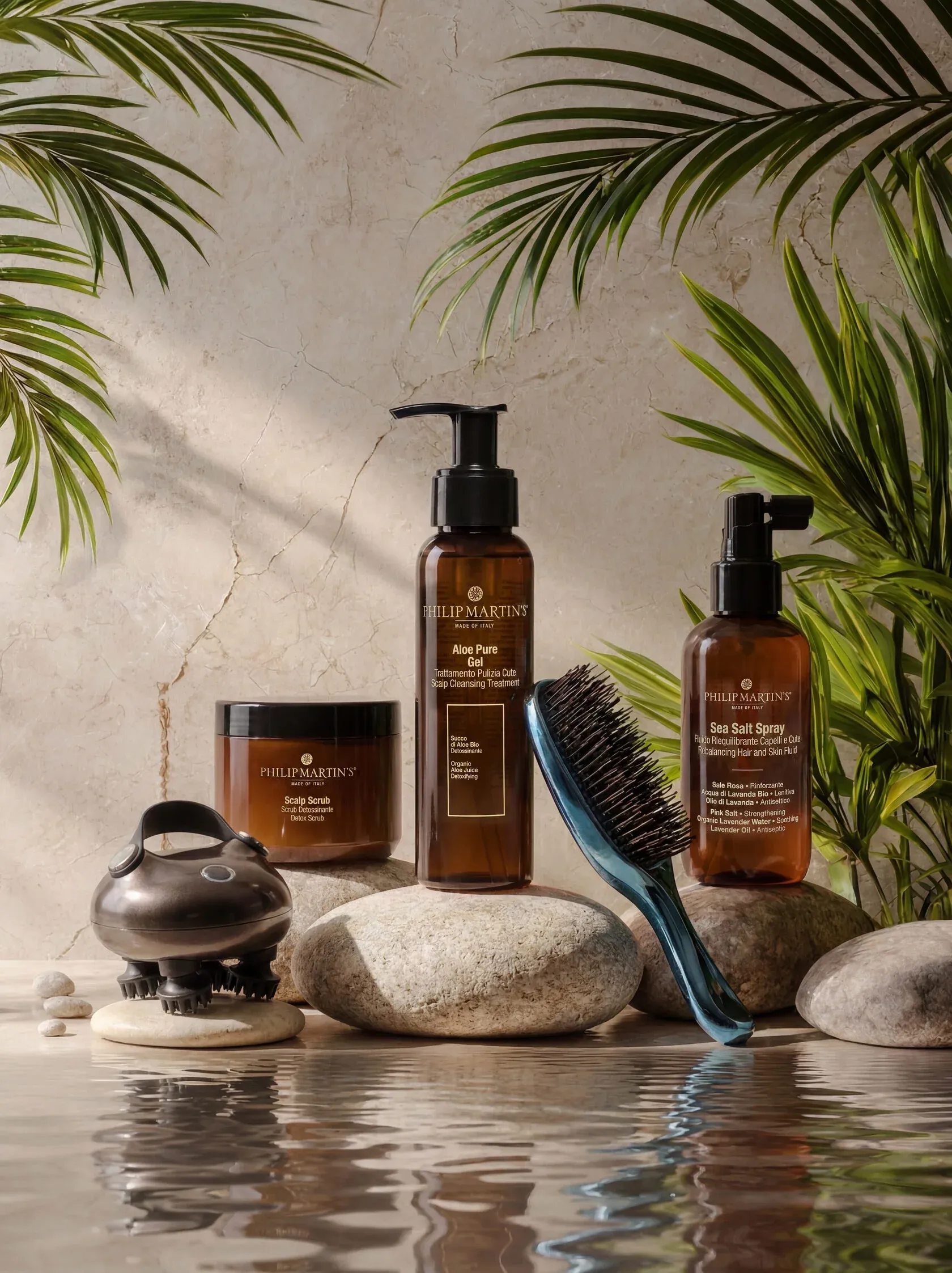 MaRe tools and Philip Martin’s products on stones by the water